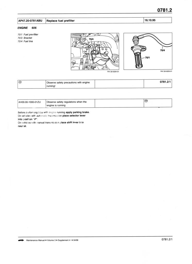 OM606 fuel prefilter FSM doesn't mention oring PeachParts Mercedes